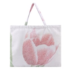 Tulip Red And White Pen Drawing Zipper Large Tote Bag by picsaspassion