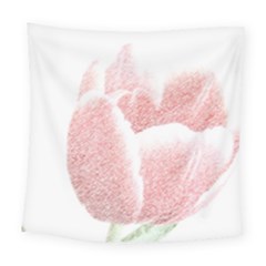 Tulip Red And White Pen Drawing Square Tapestry (large)