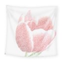 Tulip red and white pen drawing Square Tapestry (Large) View1