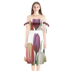 Tulips Bouquet Shoulder Tie Bardot Midi Dress by picsaspassion