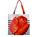 Red tulip and black stripes Zipper Grocery Tote Bag View1