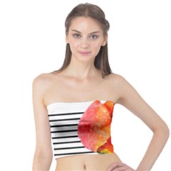 Red Tulip And Black Stripes Tube Top