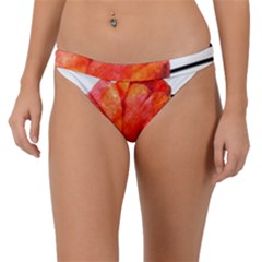 Red Tulip And Black Stripes Band Bikini Bottom by picsaspassion