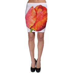 Red Tulip, Watercolor Art Bodycon Skirt by picsaspassion