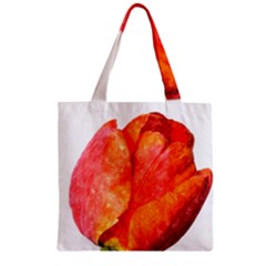 Red Tulip, Watercolor Art Zipper Grocery Tote Bag