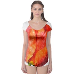 Red Tulip, Watercolor Art Boyleg Leotard 