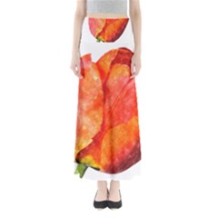 Red Tulip, Watercolor Art Full Length Maxi Skirt by picsaspassion