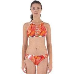 Red Tulip, Watercolor Art Perfectly Cut Out Bikini Set by picsaspassion