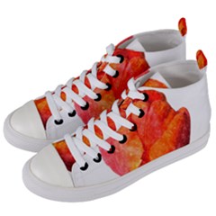 Red Tulip, Watercolor Art Women s Mid-top Canvas Sneakers by picsaspassion