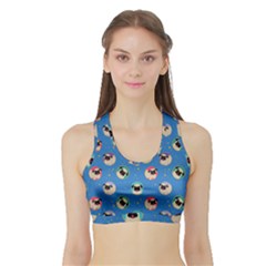 Pugs In Circles With Stars Sports Bra With Border