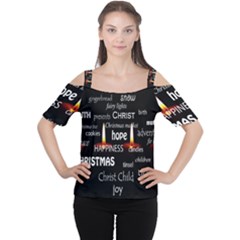 Candles Christmas Advent Light Cutout Shoulder Tee