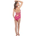 Christmas Red Pattern Reasons Halter Front Plunge Swimsuit View2