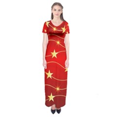 Background Christmas Decoration Short Sleeve Maxi Dress