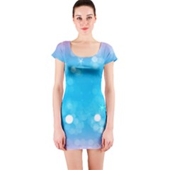 Background Abstract Christmas Snow Short Sleeve Bodycon Dress by Wegoenart