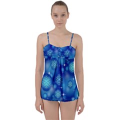 Blue Background Christmas Babydoll Tankini Set