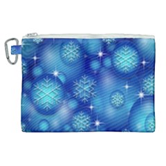 Blue Background Christmas Canvas Cosmetic Bag (xl) by Wegoenart