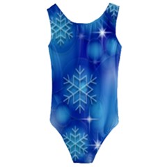 Blue Background Christmas Kids  Cut-out Back One Piece Swimsuit by Wegoenart