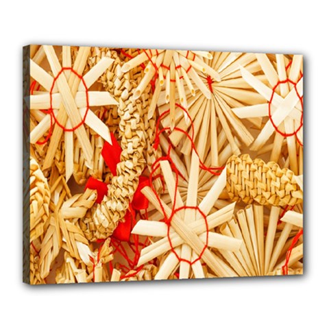 Christmas Straw Xmas Gold Canvas 20  X 16  (stretched) by Wegoenart