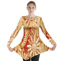 Christmas Straw Xmas Gold Long Sleeve Tunic  by Wegoenart