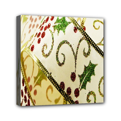 Christmas Ribbon Background Mini Canvas 6  X 6  (stretched) by Wegoenart