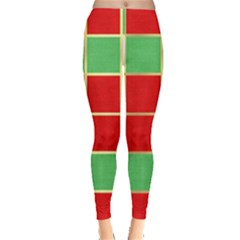 Christmas Fabric Textile Red Green Leggings  by Wegoenart