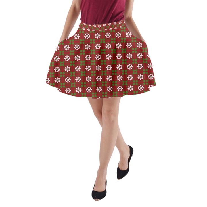 Christmas Paper Wrapping Pattern A-Line Pocket Skirt