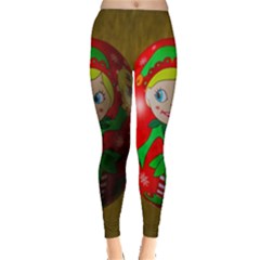 Christmas Wreath Ball Decoration Leggings  by Wegoenart