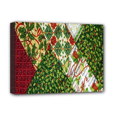 Christmas Quilt Background Deluxe Canvas 16  X 12  (stretched)  by Wegoenart
