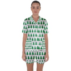 Christmas Background Christmas Tree Satin Short Sleeve Pyjamas Set by Wegoenart