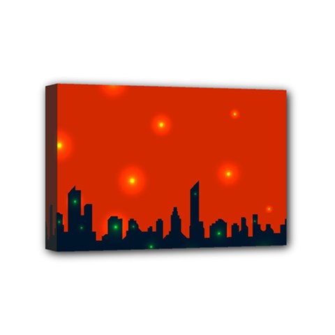 City Light Night Lights Evening Mini Canvas 6  X 4  (stretched) by Wegoenart