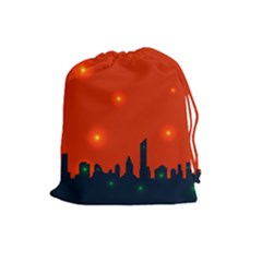 City Light Night Lights Evening Drawstring Pouch (large) by Wegoenart