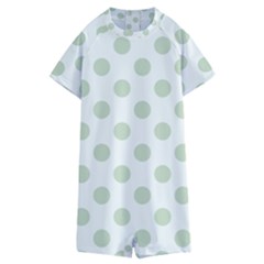 Green Dots Modern Pattern Paper Kids  Boyleg Half Suit Swimwear
