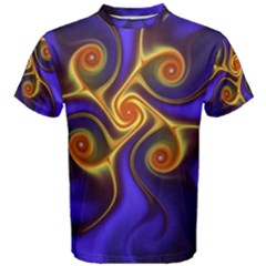 Fractal Neon Blue Bright Fantasy Men s Cotton Tee by Wegoenart