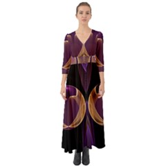 Fractal Glass Ball Bright Sphere Button Up Boho Maxi Dress