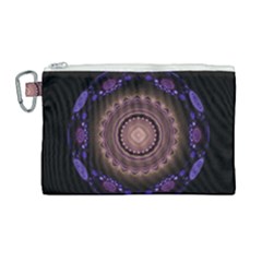 Fractal Neon Blue Energy Fantasy Canvas Cosmetic Bag (large)