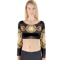 Fractal Design Pattern Fantasy Long Sleeve Crop Top by Wegoenart