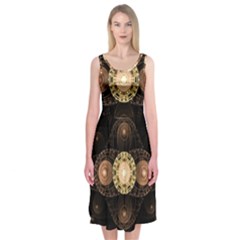 Fractal Design Pattern Fantasy Midi Sleeveless Dress