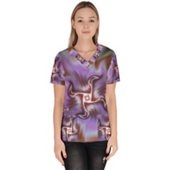 Fractal Rainbow Colorful Pattern Women s V-neck Scrub Top by Wegoenart