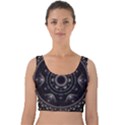 Fractal Mandala Circles Purple Velvet Crop Top View1