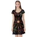 Fractal Colorful Pattern Texture Short Sleeve Skater Dress View1