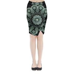 Fractal Green Lace Pattern Circle Midi Wrap Pencil Skirt by Wegoenart