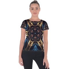 Pattern Texture Copper Teal Design Short Sleeve Sports Top 