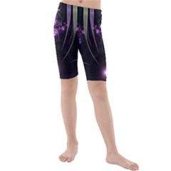 Fractal Purple Elements Violet Kids  Mid Length Swim Shorts