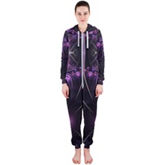 Fractal Purple Elements Violet Hooded Jumpsuit (Ladies) 