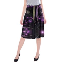 Fractal Purple Elements Violet Midi Beach Skirt
