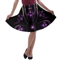 Fractal Purple Elements Violet A-line Skater Skirt