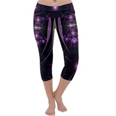 Fractal Purple Elements Violet Capri Yoga Leggings