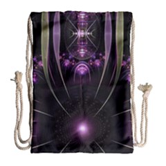 Fractal Purple Elements Violet Drawstring Bag (Large)