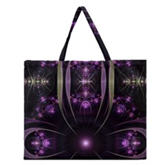 Fractal Purple Elements Violet Zipper Large Tote Bag