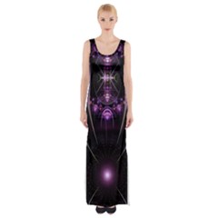 Fractal Purple Elements Violet Maxi Thigh Split Dress